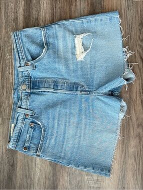 Light Wash Distressed Denim Shorts